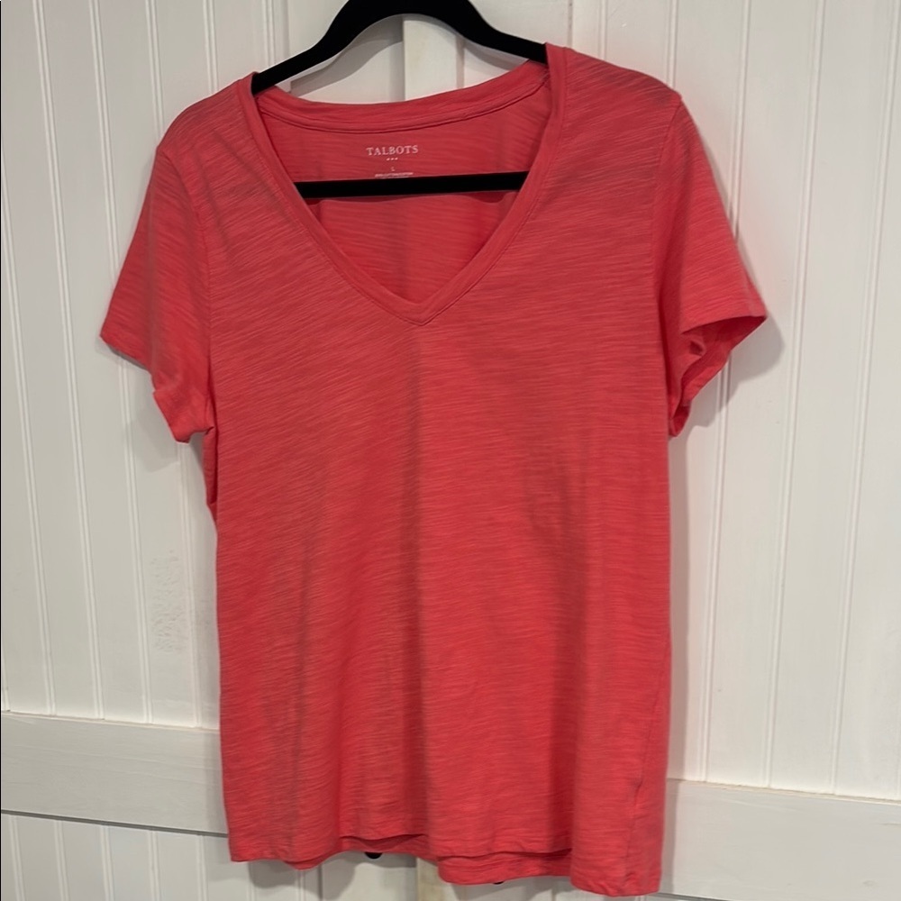 Talbots Women's Pink V-Neck Top size L.